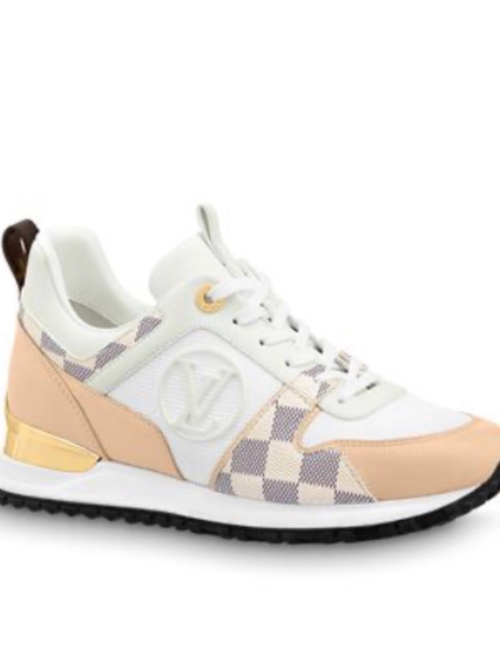 Louis Vuitton White and Peach Check Run Away Sneakers